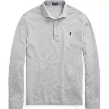 Polo Ralph Lauren SS23 Длинный рукав Маленькая пони Вышитая рубашка поло Мужские топы Серый 710766605015 XL