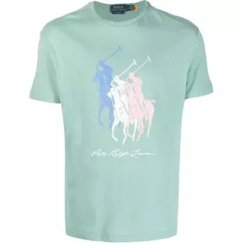 Polo Ralph Lauren SS23 Equestrian Knight Print Crew Neck Short Sleeve T Shirt Men Tops Green 710909588-005 M