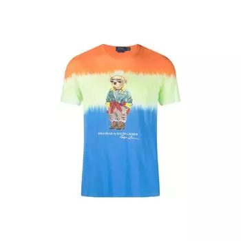 Polo Ralph Lauren SS23 Футболка мужская повседневная с принтом тай-дай и медведя, с коротким рукавом и круглым вырезом, многоцветная 710891154-001 M