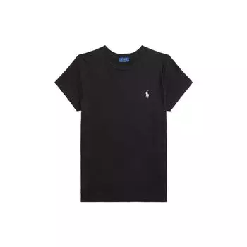 Polo Ralph Lauren Ss23 Футболка женская с коротким рукавом и круглым вырезом, вышитым логотипом, черная WMPOKNINCU20694-001 S
