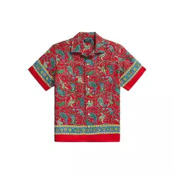 Polo Ralph Lauren Ss23 Геометрический узор Полная печать Однобортная рубашка Мужские рубашки Красный MNPOWOV1N820607-999 L