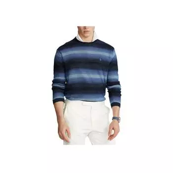 Polo Ralph Lauren Ss23 Gradient Pony вышитый длинный рукав вязаный свитер мужской свитер синий 710834635-001 M
