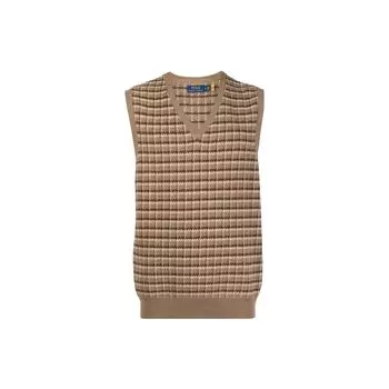 Polo Ralph Lauren SS23 гусиная лапка V-образный вырез свитер мужской свитер бежевый 710864068-001 S