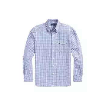 Polo Ralph Lauren SS23 клетчатый воротник однобортная рубашка с длинным рукавом мужские рубашки синий MNPOWOV16822875-400 M