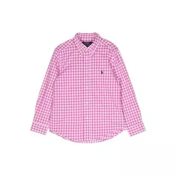 Polo Ralph Lauren SS23 клетчатый воротник повседневная рубашка с длинным рукавом детские рубашки розовые 323862260-014 M