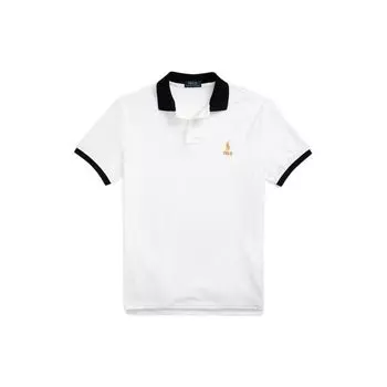 Polo Ralph Lauren SS23 Коллекция Лунный Новый год Логотип Принт Slim Fit Рубашка Поло с коротким рукавом Мужские топы Белый MNPOKNI16822665 XXL