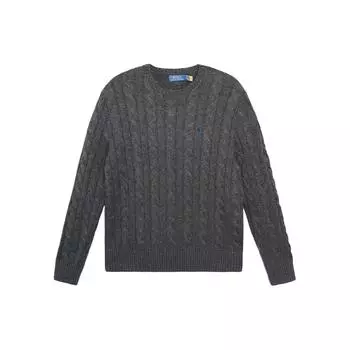 Polo Ralph Lauren Ss23 Круглый вырез однотонный простой длинный рукав свитер мужской свитер темно-серый 710775885-041 XL