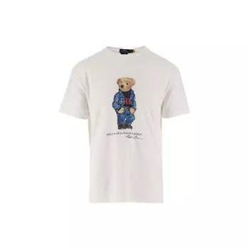 Polo Ralph Lauren Ss23 Круглый вырез с принтом в виде животных Футболка с коротким рукавом Мужские топы Белый 710854497-011 L