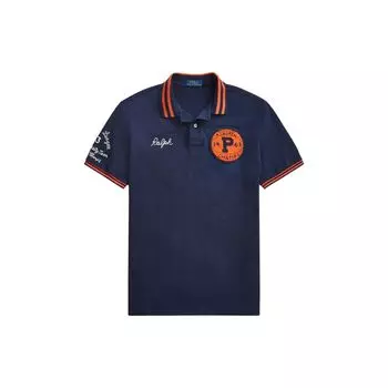 Polo Ralph Lauren SS23 Letter Logo Pattern Вышитая рубашка поло с коротким рукавом Мужские топы Темно-синие MNPOKNI1N820904-410 M