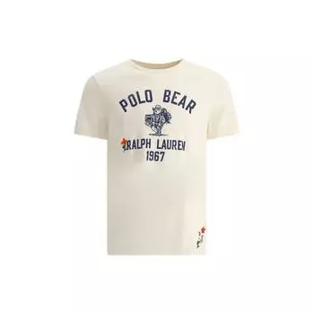 Polo Ralph Lauren Ss23 Letter Logo Pattern Printed Crypto Neck Short Sleeve T Shirt Men Tops Off-White 710900828-001 M