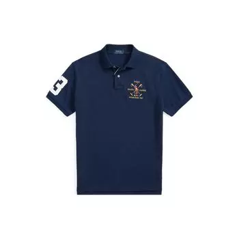 Polo Ralph Lauren SS23 Letter Logo Вышитый свитер с коротким рукавом Поло Рубашка мужская топы Синий MNPOKNI1N822160-410 XS