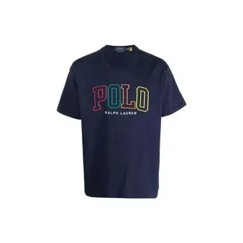 Polo Ralph Lauren SS23 Letter Print Crew Neck Short Sleeve T Shirt Men Tops Blue 710899185-001 S