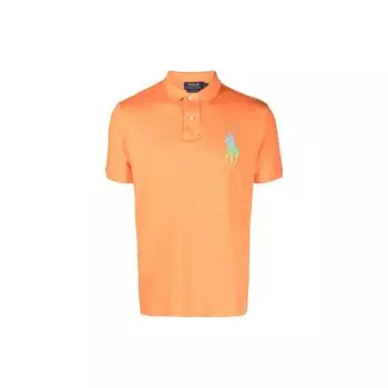 Polo Ralph Lauren SS23 Логотип Градиент Вышивка Вертикальные Пуговицы Короткий Рукав Поло Рубашки Мужские Поло Рубашки Оранжевые 710890779-002 L