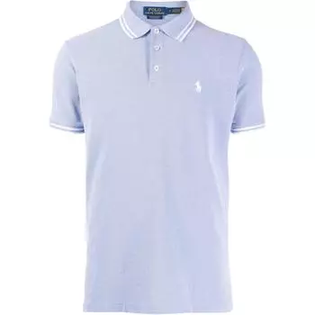 Polo Ralph Lauren SS23 Логотип Полосатая отделка Короткий рукав Поло Мужские топы Синий 710898948-001 XXL