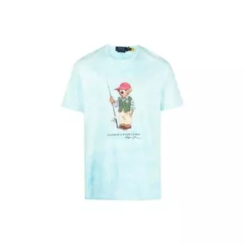 Polo Ralph Lauren Ss23 Логотип Принт Круглый вырез Короткий рукав Футболка Мужская Топы Светло-Голубой 710900826-001 S