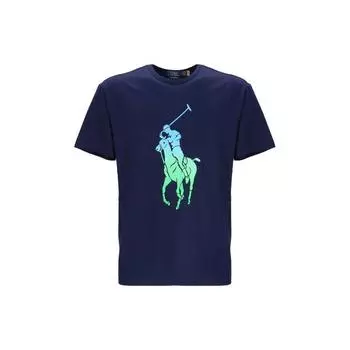 Polo Ralph Lauren SS23 Логотип Принт Повседневная Круглый вырез Короткий рукав Футболка Мужские Топы Синий 710890946-001 XXL