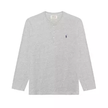 Polo Ralph Lauren Ss23 Логотип Вышитые Пуговицы Круглый Вырез Длинный Рукав Футболка Мужская Топы Серый MNPOTSH16820076-020 XXL