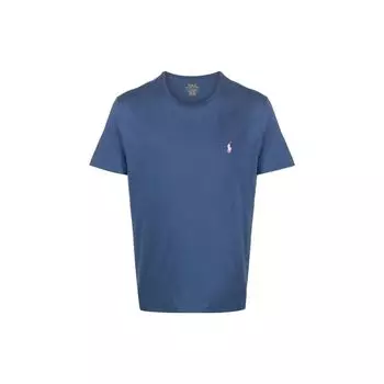 Polo Ralph Lauren SS23 Логотип Вышитый Хлопок Короткий Рукав Футболка Мужская Топы Темно-Серый Синий 710671438-310 S