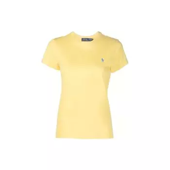 Polo Ralph Lauren Ss23 Логотип Вышитый Круглый вырез Короткий рукав Футболка Женская Футболка Желтый 211898698-001 XS