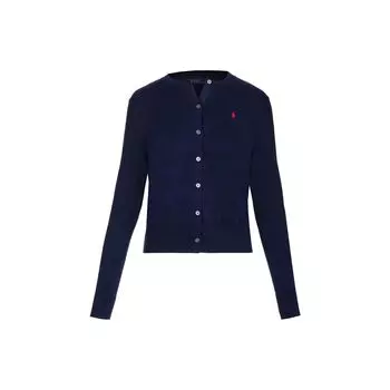 Polo Ralph Lauren SS23 Логотип Вышитый Однобортный Длинный Рукав Трикотажный Женский Свитер Темно-Синий 211891672-002 S