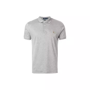 Polo Ralph Lauren SS23 Логотип Вышитый Однотонный Короткий Рукав Поло Рубашка Мужская Топы Серый 710685514-005 M