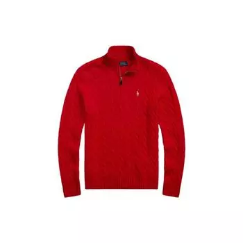 Polo Ralph Lauren SS23 Lunar New Year Collection Однотонный вязаный свитер с вышивкой на половину молнии для мужчин MNPOSWE16821298-600 L