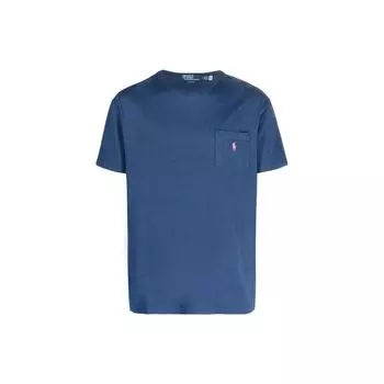 Polo Ralph Lauren Ss23 однотонная футболка с вышитым логотипом и круглым вырезом, короткий рукав, мужские футболки, цвет Gem-Blue 710835756-006 XL