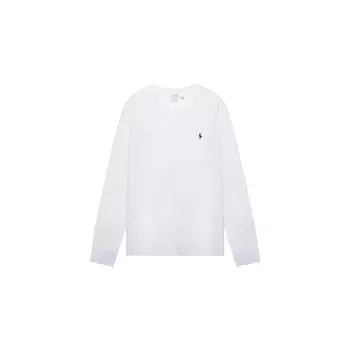Polo Ralph Lauren SS23 однотонная футболка с круглым вырезом и длинным рукавом для мужчин, белые 710627433-009