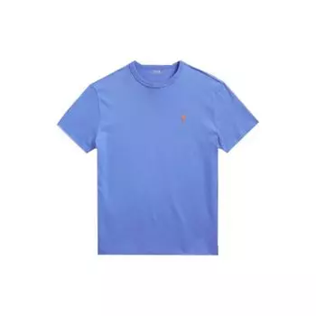 Polo Ralph Lauren SS23 Однотонная футболка с вышивкой маленького пони, с круглым вырезом и короткими рукавами, мужская футболка, синяя, MNPOTSH1N821721-510 L