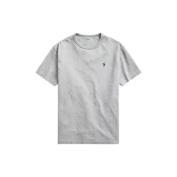Polo Ralph Lauren SS23 Однотонная футболка с вышивкой логотипа, с коротким рукавом, с круглым вырезом, мужская футболка, серая MNPOTSH1N820397-020 XS
