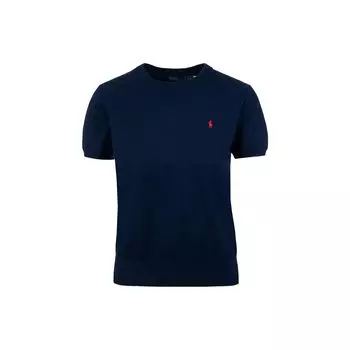 Polo Ralph Lauren Ss23 однотонная футболка с вышитым логотипом и круглым вырезом, с коротким рукавом, женская футболка, синяя 211891673-002 S