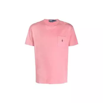 Polo Ralph Lauren SS23 однотонная футболка с вышитым логотипом и коротким рукавом, мужские топы, розовая 710835756-015 XL