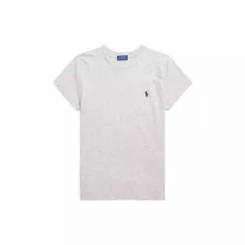Polo Ralph Lauren Ss23 Однотонная хлопковая футболка простого переплетения с круглым вырезом и коротким рукавом Женская футболка Серая WMPOKNINCU20699-020 S