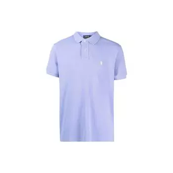 Polo Ralph Lauren SS23 Однотонная хлопковая рубашка поло с коротким рукавом и вышитым логотипом для мужчин Фиолетовый 710536856-366 M
