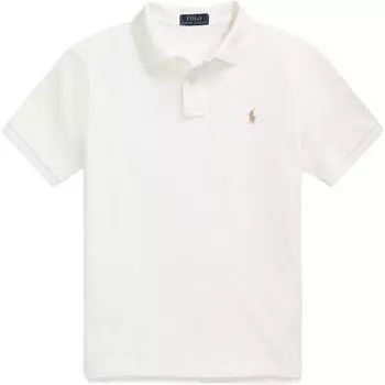 Polo Ralph Lauren Ss23 Однотонная хлопковая рубашка поло с коротким рукавом и вышитым логотипом, мужские топы, белые MNPOKNI1N822231-101 XL