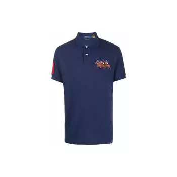 Polo Ralph Lauren SS23 Однотонная повседневная рубашка поло с вышитым логотипом с коротким рукавом, мужские топы, темно-синего цвета 710814437-003 XS