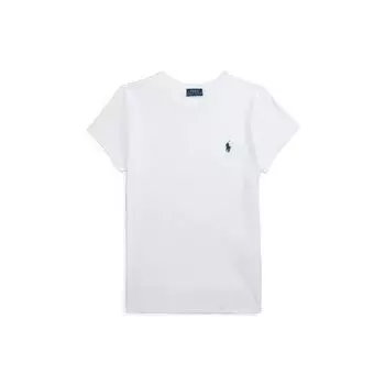 Polo Ralph Lauren SS23 Однотонная простая трикотажная футболка с круглым вырезом и короткими рукавами Женские топы Белый WMPOKNINCU20695-100 S
