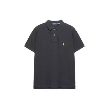 Polo Ralph Lauren SS23 Однотонная рубашка поло с коротким рукавом и вышитым логотипом, мужские топы, темно-черный 710794276-057 XL
