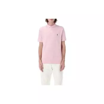 Polo Ralph Lauren SS23 Однотонная рубашка поло с коротким рукавом и вышитым логотипом, мужские топы, розового цвета 710680784-260 L