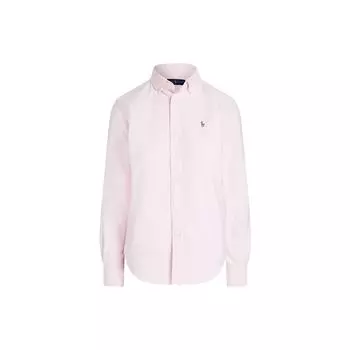 Polo Ralph Lauren Ss23 Однотонная рубашка поло с воротником-поло, однобортная, с длинным рукавом, женские рубашки, розовая 211747514-017 L
