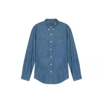 Polo Ralph Lauren Ss23 Однотонная рубашка поло с вышитым логотипом, мужские рубашки, темно-синие 710776164-002 M