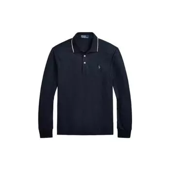 Polo Ralph Lauren Ss23 Однотонная рубашка поло с вышитым логотипом и длинными рукавами, мужские топы, темно-синие MNPOKNI16822229-410 S
