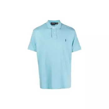 Polo Ralph Lauren SS23 Однотонная рубашка поло с коротким рукавом и логотипом, мужские топы, светло-голубой цвет 710680784-309 XS
