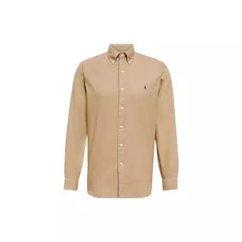 Polo Ralph Lauren SS23 Однотонная рубашка с длинным рукавом и вышитым логотипом Мужские рубашки цвета хаки-желтый 710889740-001 L