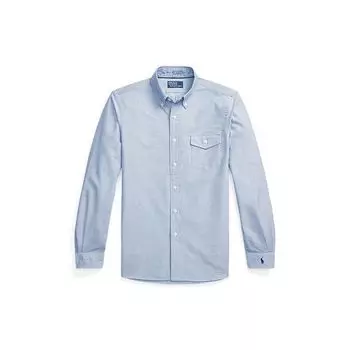 Polo Ralph Lauren Ss23 Однотонная рубашка с длинным рукавом и вышитым логотипом Мужские рубашки Небесно-голубой MNPOWOV16822161-400 S