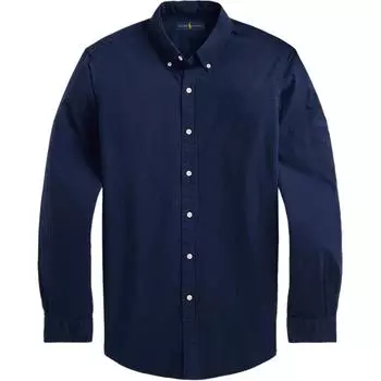 Polo Ralph Lauren SS23 Однотонная рубашка с длинным рукавом на пуговицах с вышивкой пони Мужские рубашки темно-синего цвета MNPOWOV16821511-410 XS