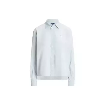 Polo Ralph Lauren Ss23 Однотонная рубашка с воротником поло, вышитым логотипом, с длинным рукавом, женская, светло-голубая WMPOSHTNDO20345-450 XS