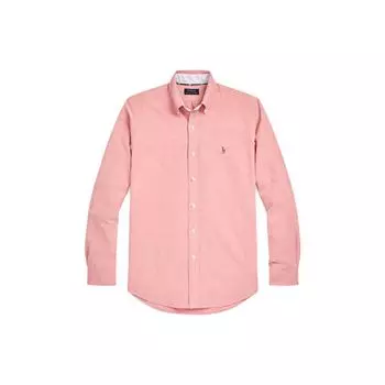 Polo Ralph Lauren SS23 Однотонная рубашка с вышитым логотипом и заостренным воротником, длинный рукав, мужские рубашки, розовые MNPOWOV16822823-600 M