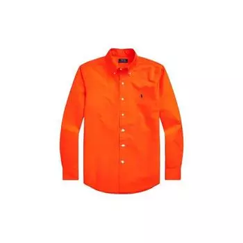 Polo Ralph Lauren SS23 Однотонная рубашка с заостренным воротником и вышивкой пони, длинные рукава, мужские рубашки, оранжевые MNPOWOV16821984-800 M