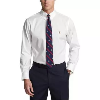 Polo Ralph Lauren SS23 Однотонная рубашка с вышитым логотипом на пуговицах и длинным рукавом Мужские рубашки белого цвета MNPODSH37620430-100 XL
